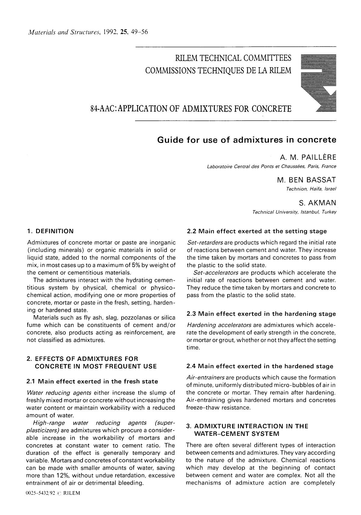 Guide for use of admixtures in concrete by Unknown