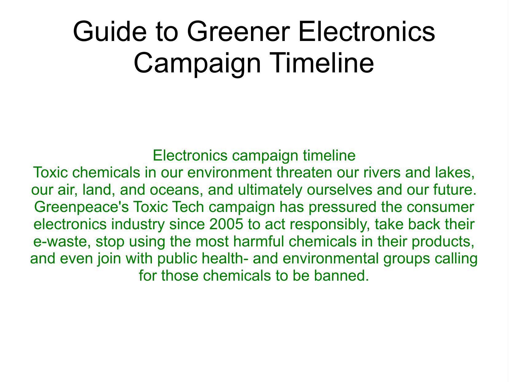 Guide to Greener Electronics - Timeline by Greenpeace