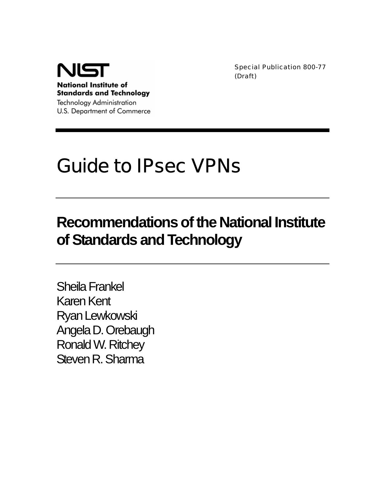 Guide to IPsec VPNs: recommendations of the National Institute of Standards and Technology by Sheila Frankel