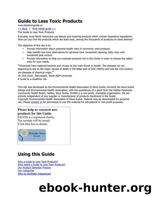 Guide to Less Toxic Products by TK