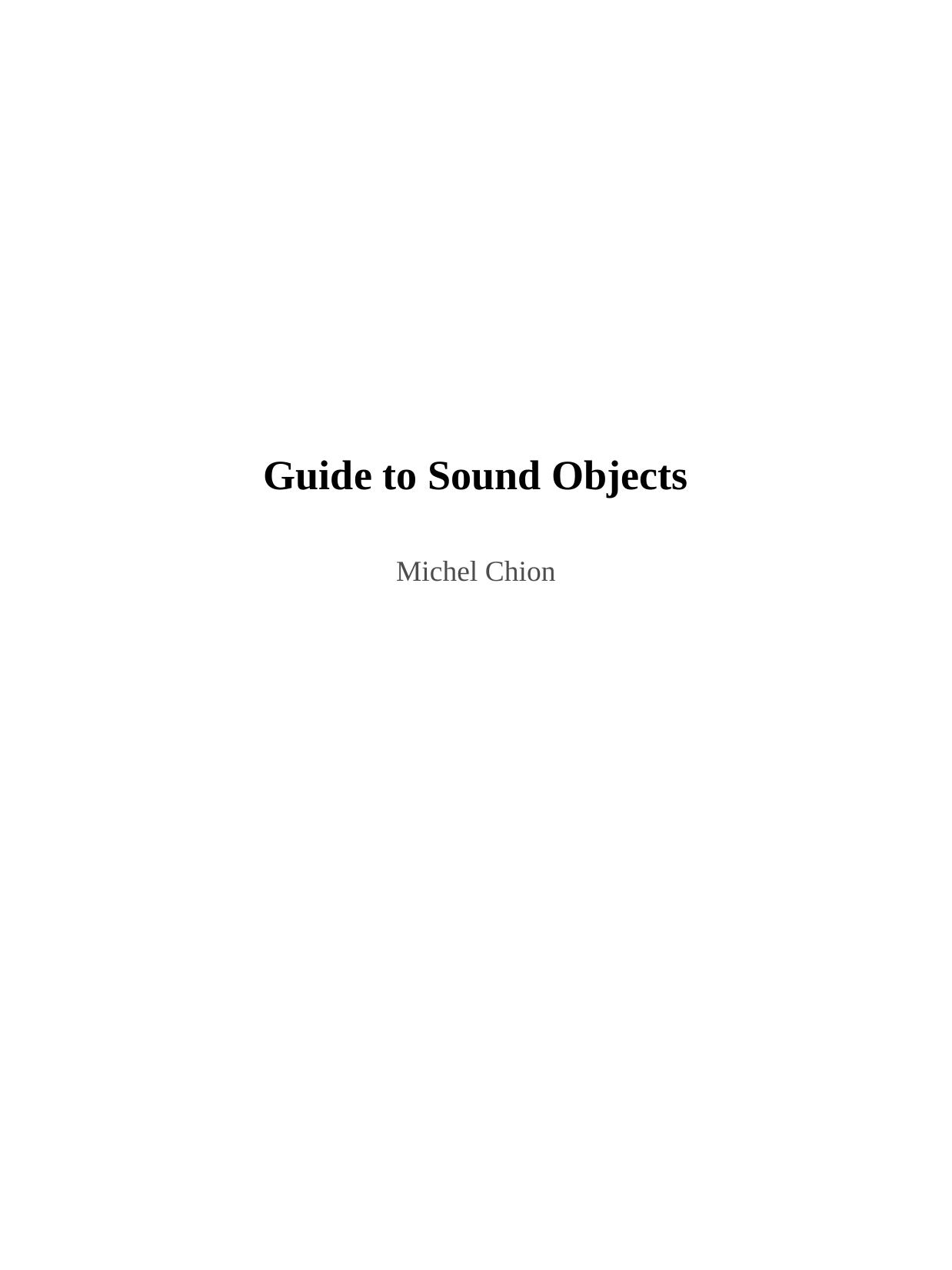 Guide to Sound Objects by eXPerience