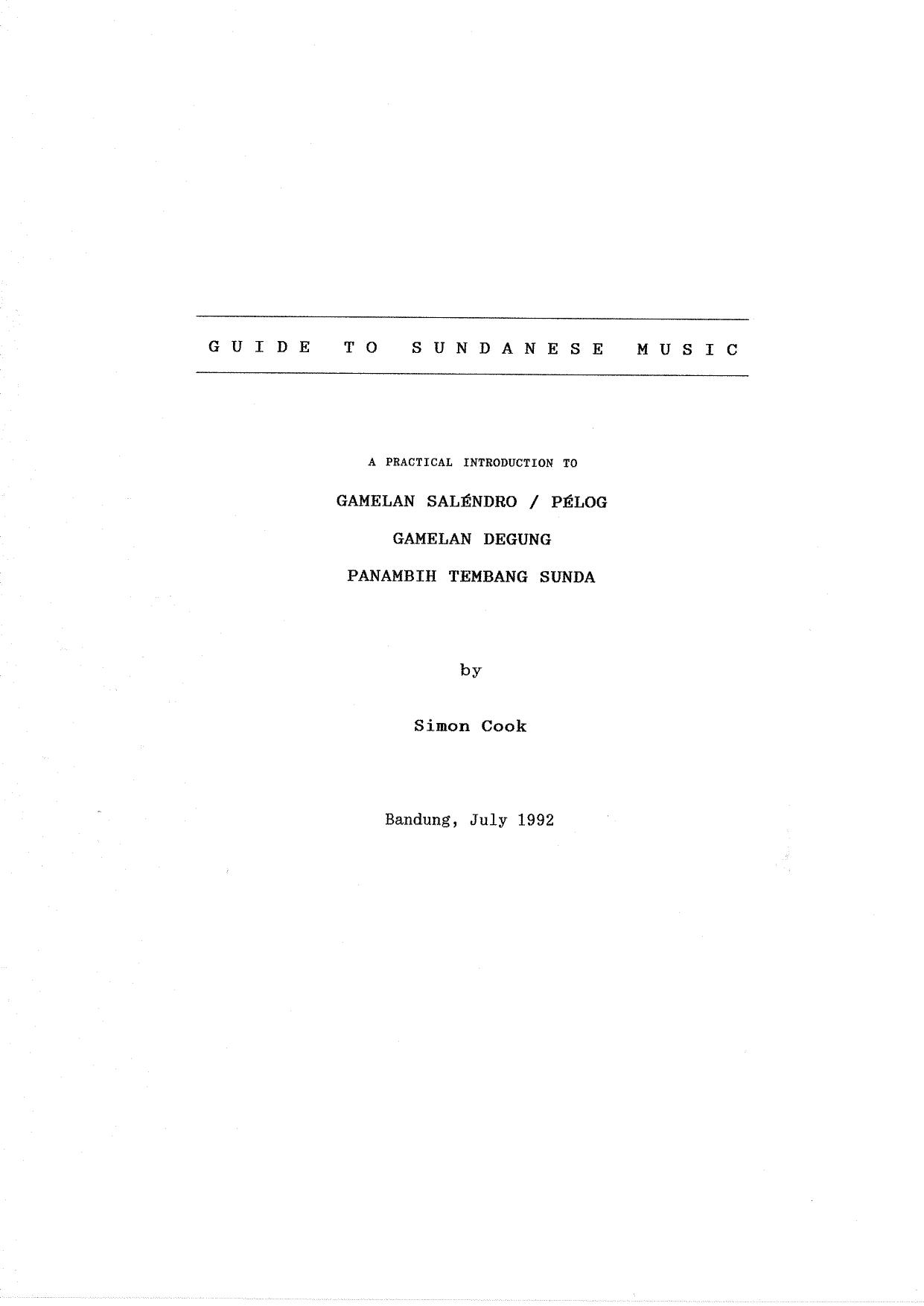 Guide to Sundanese music : a practical introduction to gamelan salÃ©ndro by Cook Simon