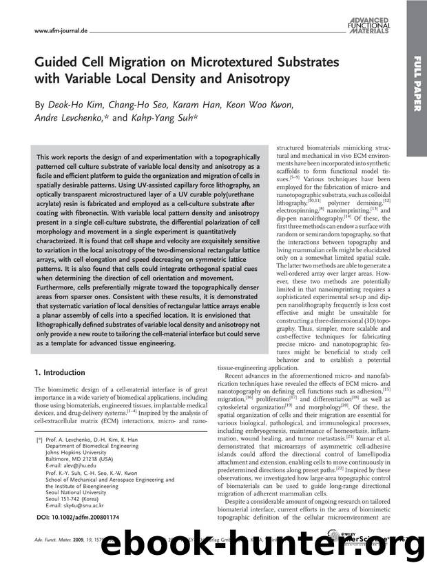 Guided Cell Migration on Microtextured Substrates with Variable Local Density and Anisotropy by Unknown