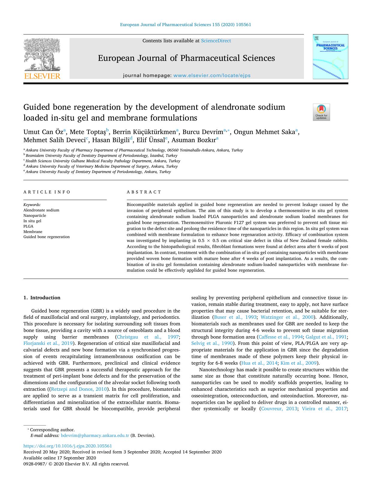 Guided bone regeneration by the development of alendronate sodium loaded in-situ gel and membrane formulations by unknow
