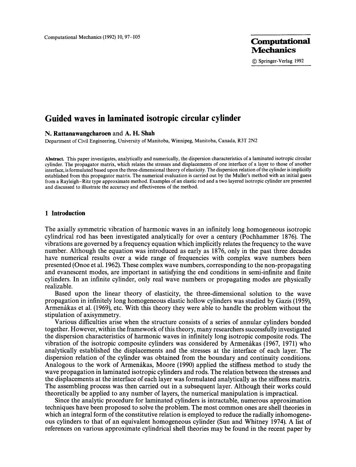 Guided waves in laminated isotropic circular cylinder by Unknown
