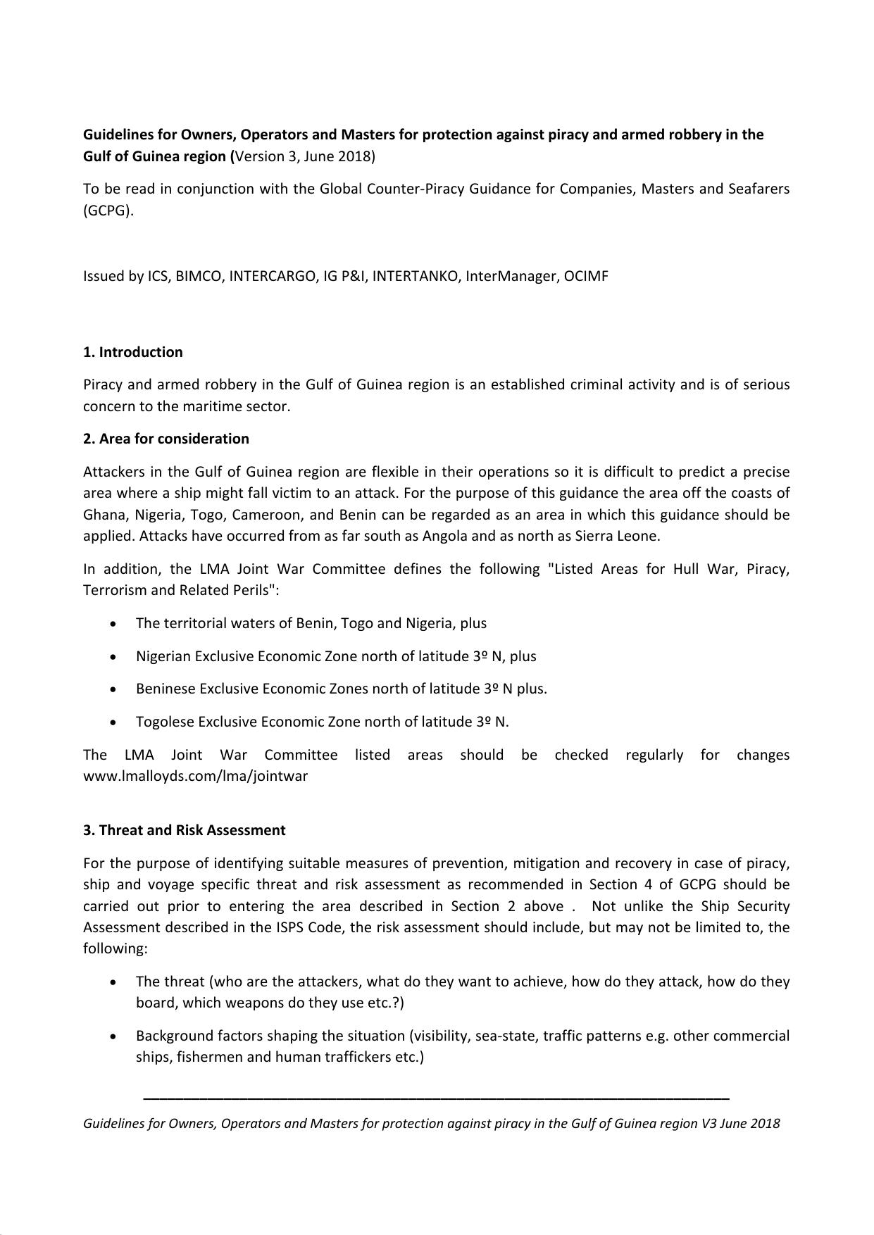 Guidelines for Protection against Piracy in the Gulf of Guinea Region by Redistributed by Regs4ships Ltd