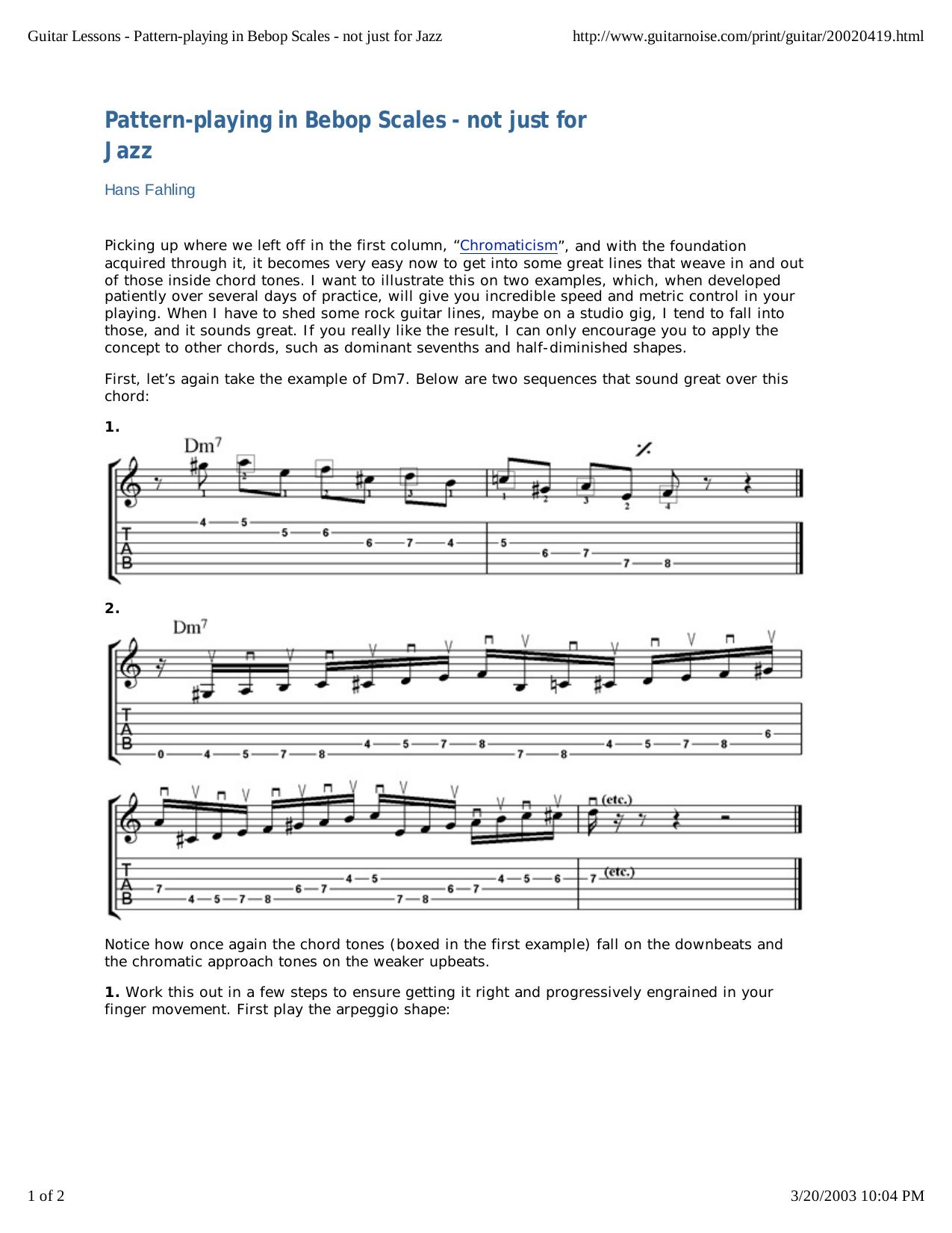 Guitar Lessons - Pattern-playing in Bebop Scales - not just f.P by JD