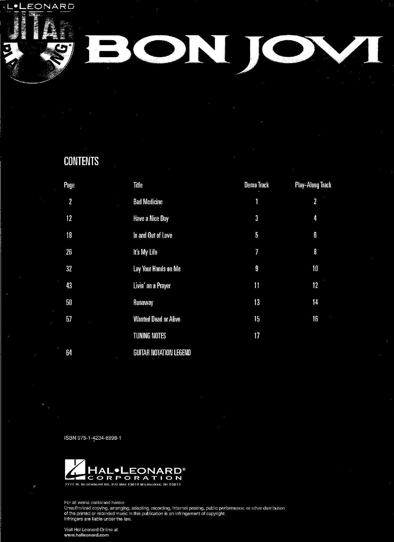 Guitar Play-Along Vol. 114 by Bon Jovi