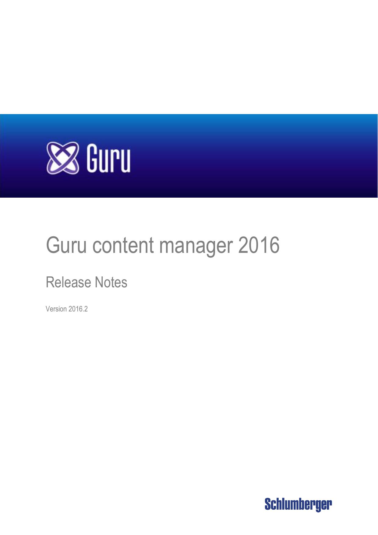 Guru content manager release notes by myron thomas