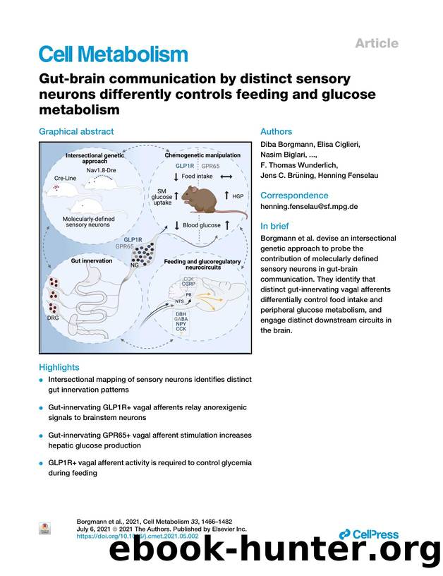 Gut-brain communication by distinct sensory neurons differently controls feeding and glucose metabolism by unknow