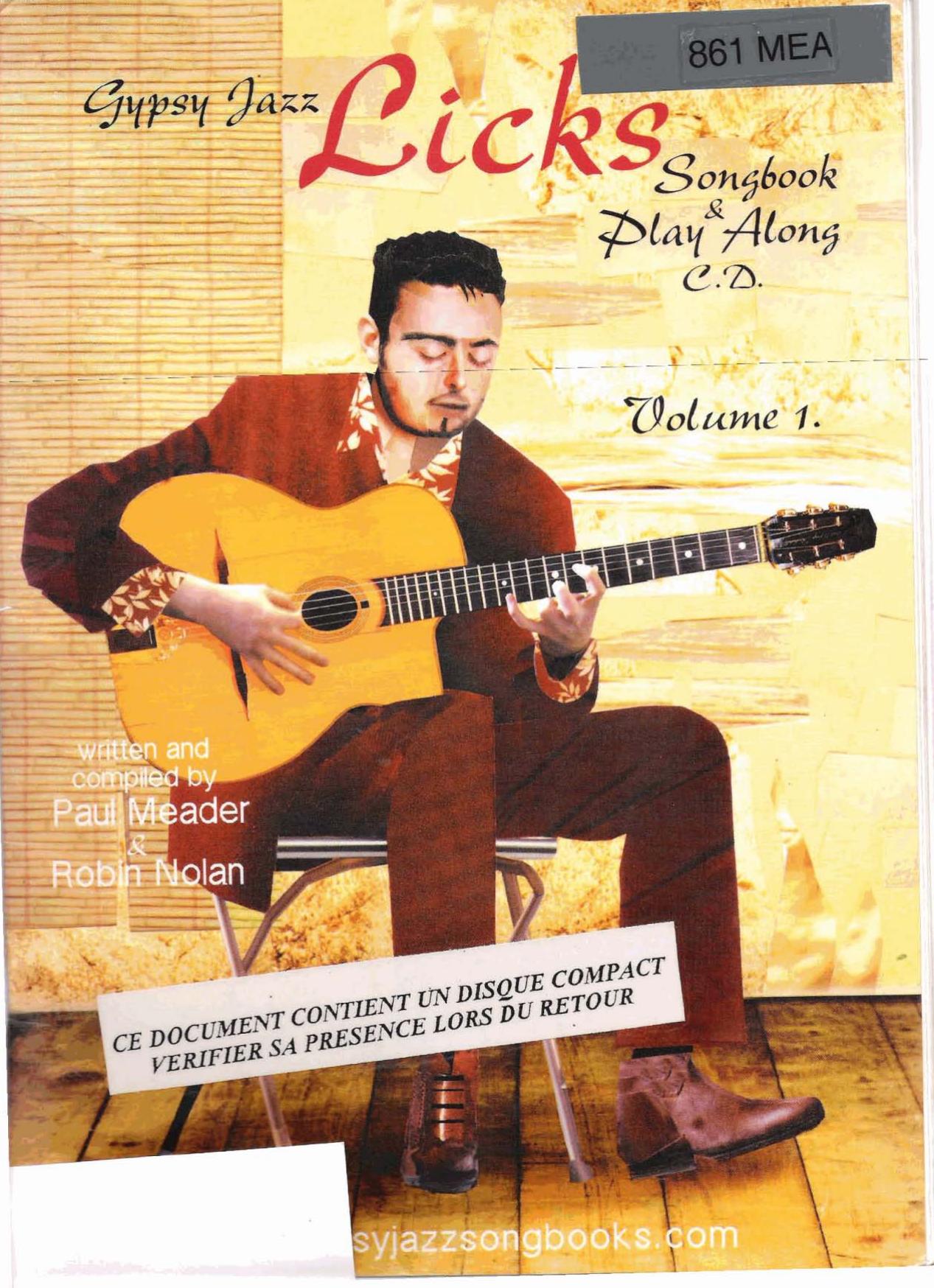 Gypsy Jazz Licks Songbook by Paul Meader Robin Nolan