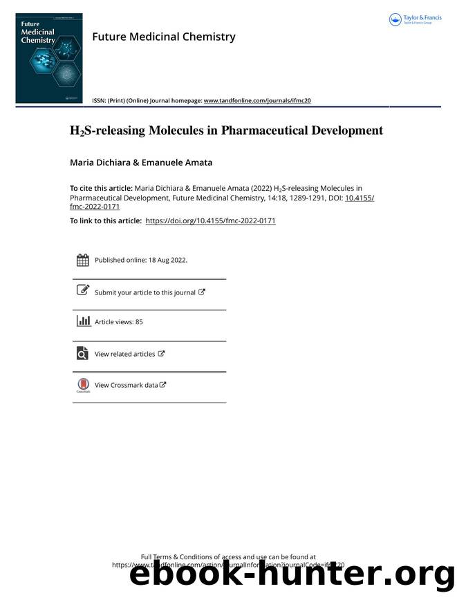 H 2 S-releasing molecules in pharmaceutical development by Unknown