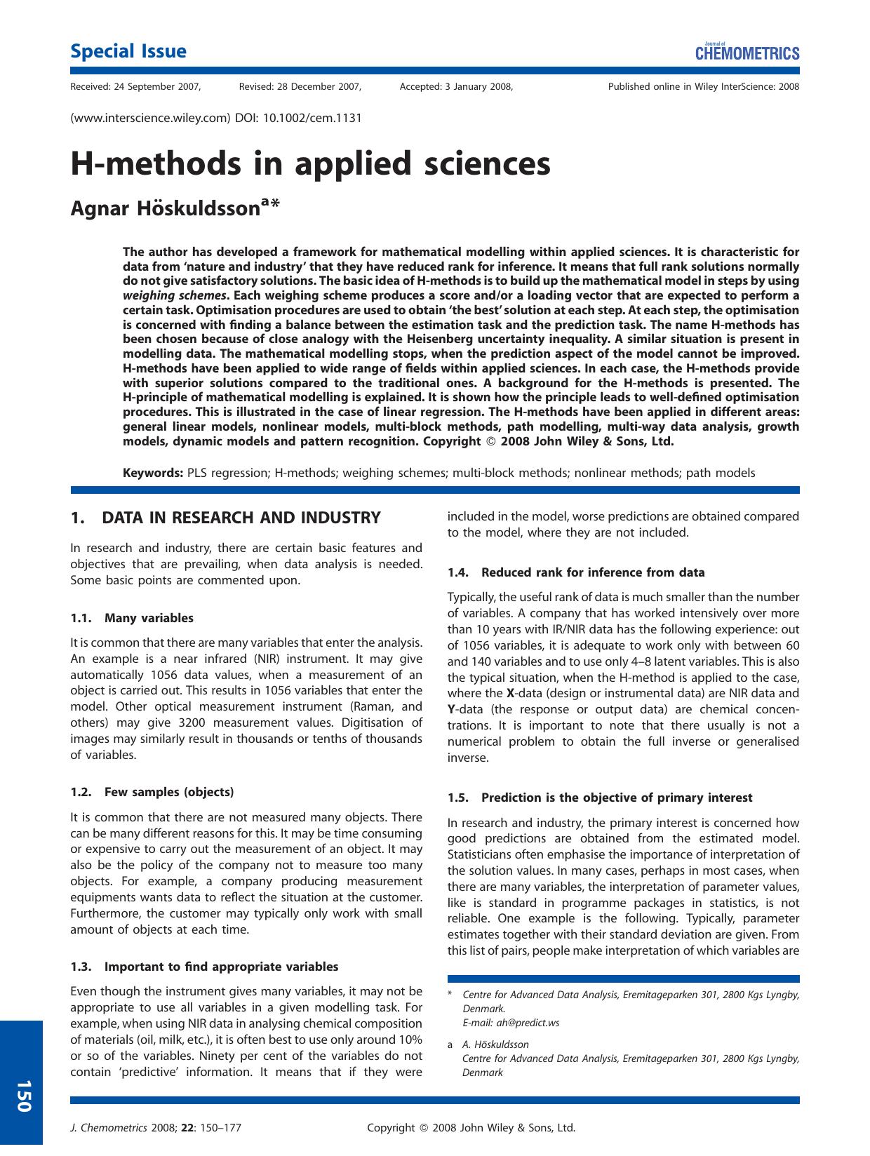H-methods in applied sciences by Unknown