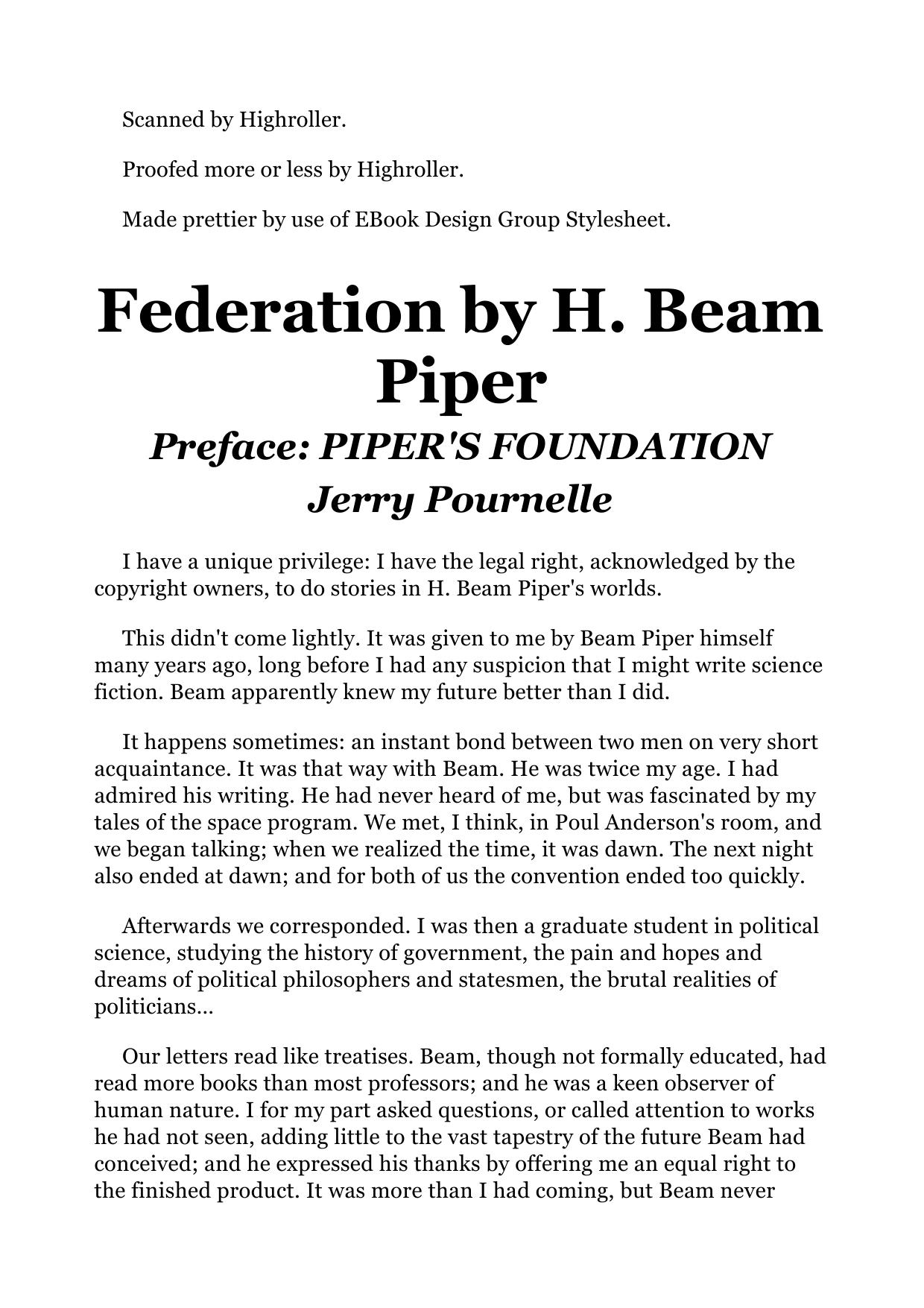 H. Beam Piper by Federation