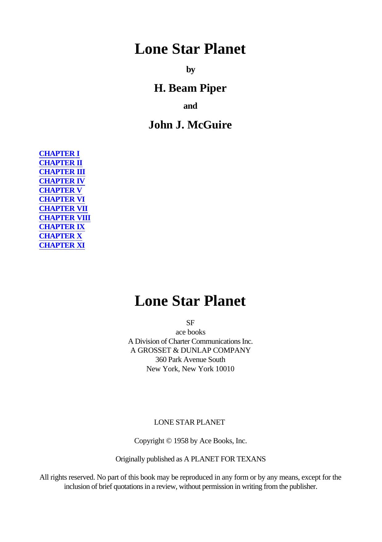 H. Beam Piper by Lone Star Planet