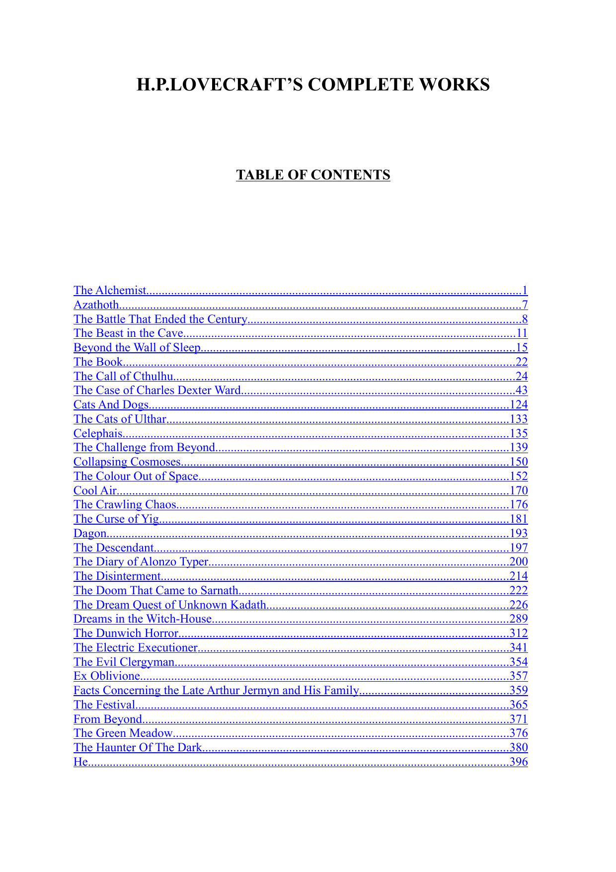 H.P.Lovecraft's Complete Works by H.P.Lovecraft