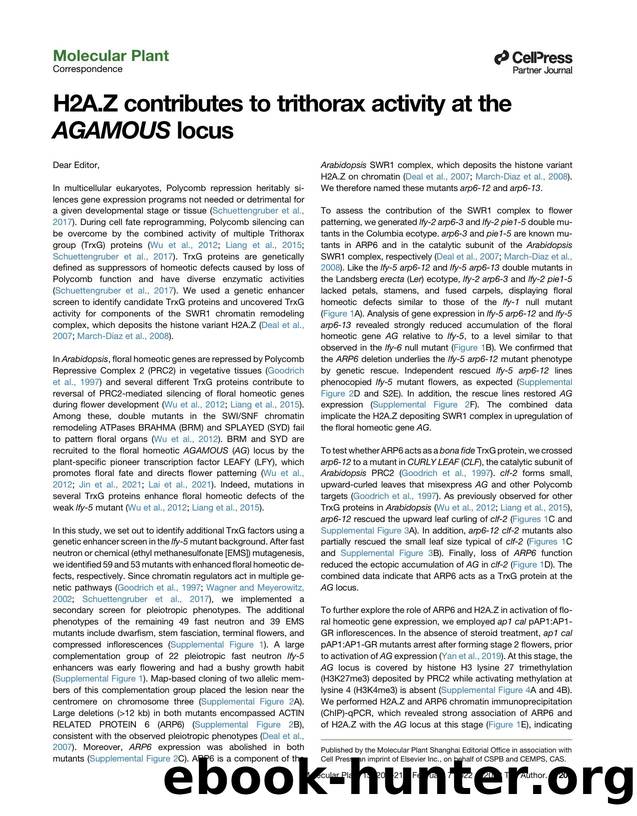 H2A.Z contributes to trithorax activity at the AGAMOUS locus by Un-Sa Lee & Tomasz Bieluszewski & Jun Xiao & Ayako Yamaguchi & Doris Wagner