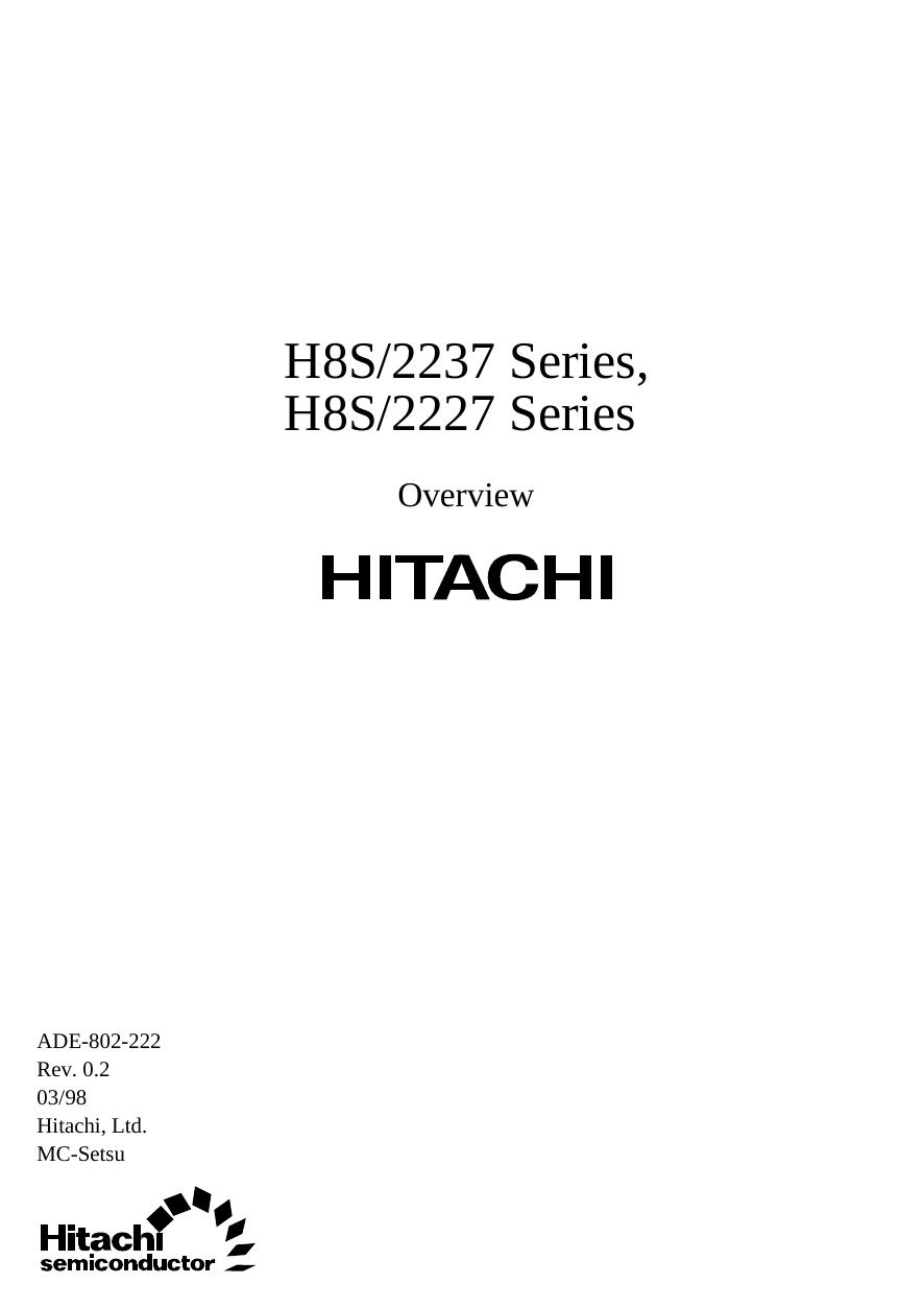 H8S2237 Series, H8S2227 Series Overview by Rev. 0.2