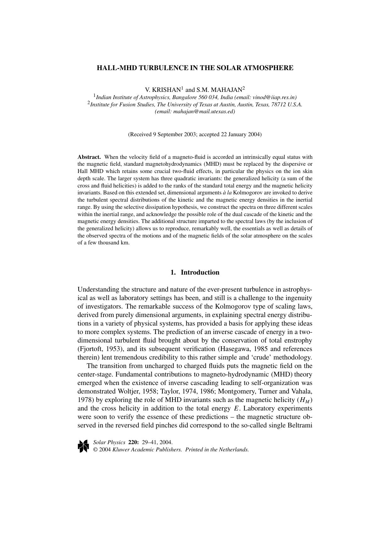 HALL-MHD turbulence in the Solar atmosphere by Unknown