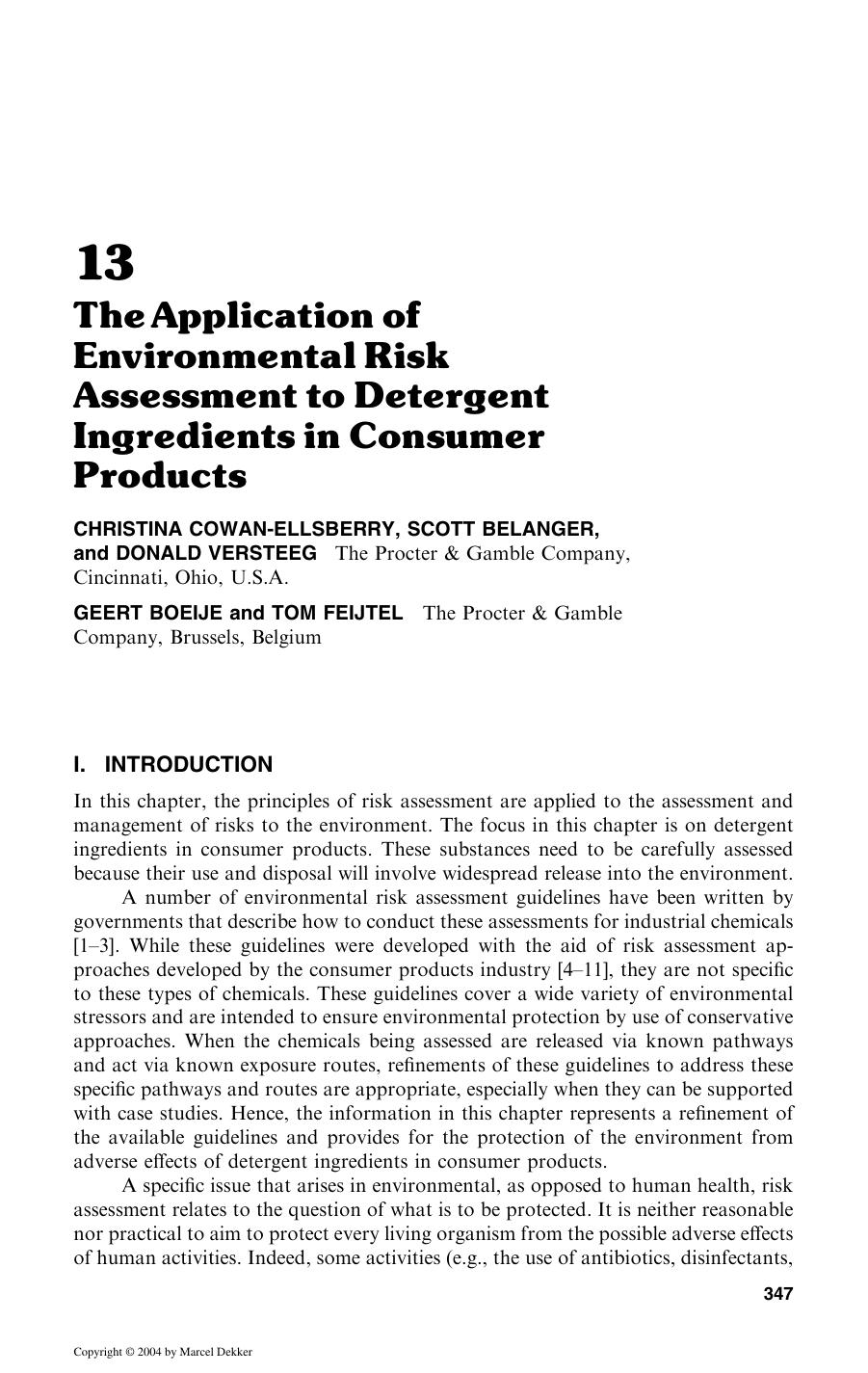 HANDBOOK of DETERGENTS: Part B: Environmental Impact by CHRISTINA COWAN-ELLSBERRY SCOTT BELANGER DONALD VERSTEEG GEERT BOEIJE & TOM FEIJTEL