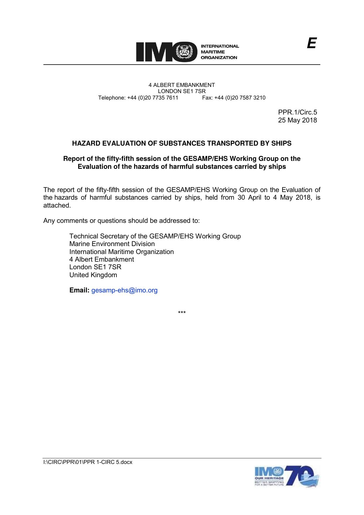 HAZARD EVALUATION OF SUBSTANCES TRANSPORTED BY SHIPS by Patricia Santos