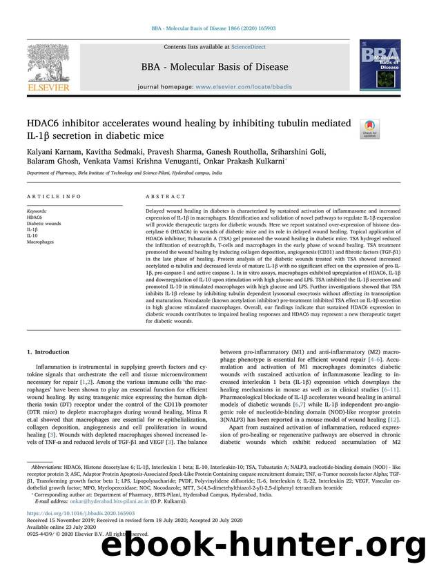HDAC6 inhibitor accelerates wound healing by inhibiting tubulin mediated IL-1Î² secretion in diabetic mice by unknow