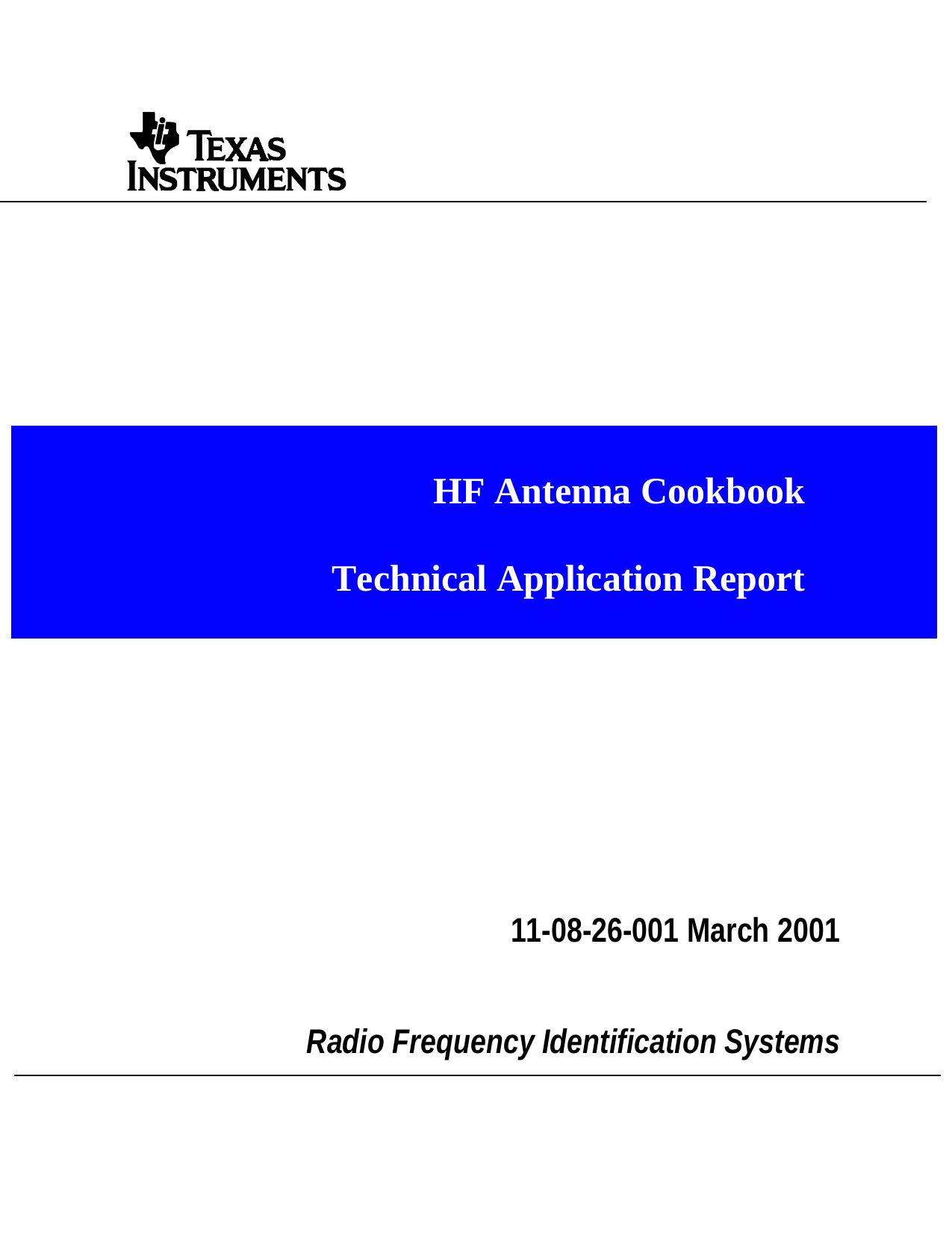 HF Antenna Cookbook- Technical Application Reports by Bob Hornby