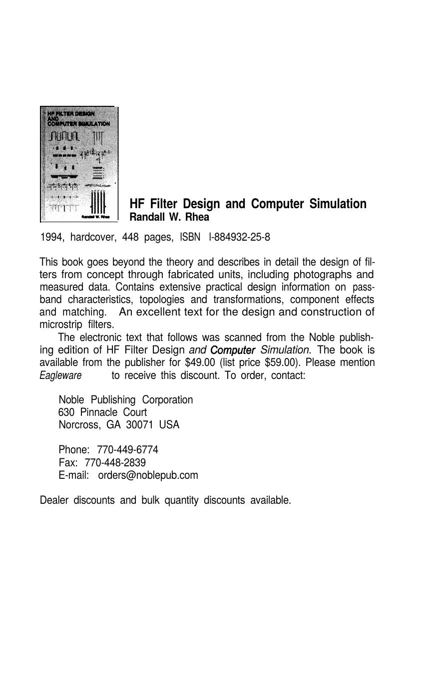HF Filter Design Computer Simulation by Unknown