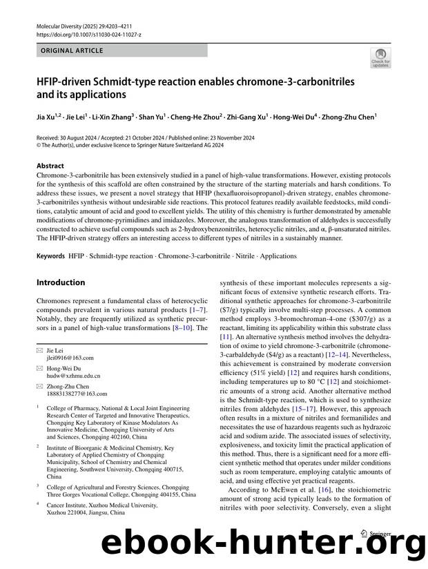 HFIP-driven Schmidt-type reaction enables chromone-3-carbonitriles and its applications by unknow