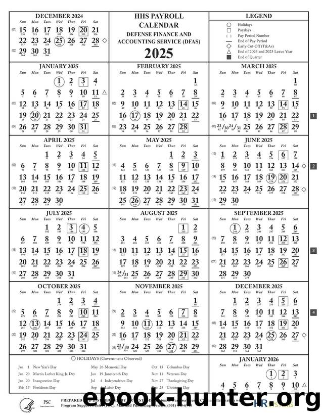 HHS Payroll Calendar: Defense Finance and Accounting Service (DFAS) 2025 by HHS