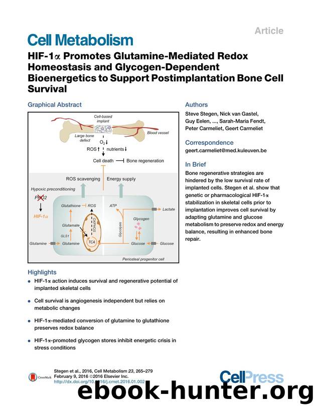 HIF-1Î± Promotes Glutamine-Mediated Redox Homeostasis and Glycogen-Dependent Bioenergetics to Support Postimplantation Bone Cell Survival by unknow