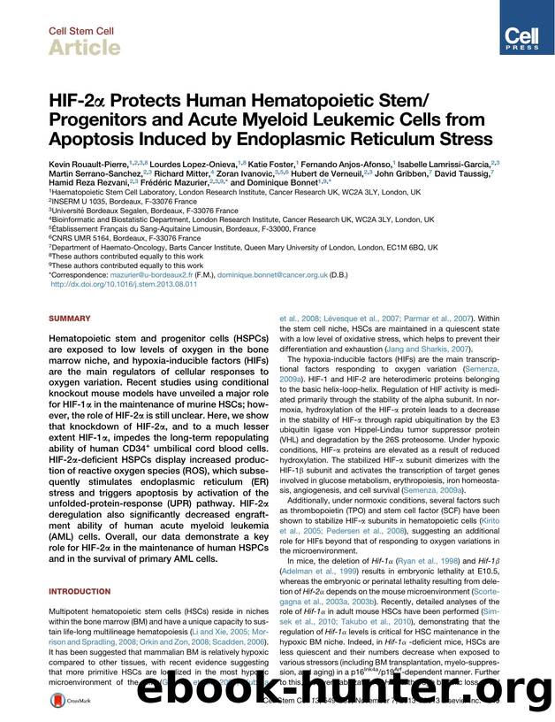 HIF-2&alpha; Protects Human Hematopoietic StemProgenitors and Acute Myeloid Leukemic Cells from Apoptosis Induced by Endoplasmic Reticulum Stress by unknow