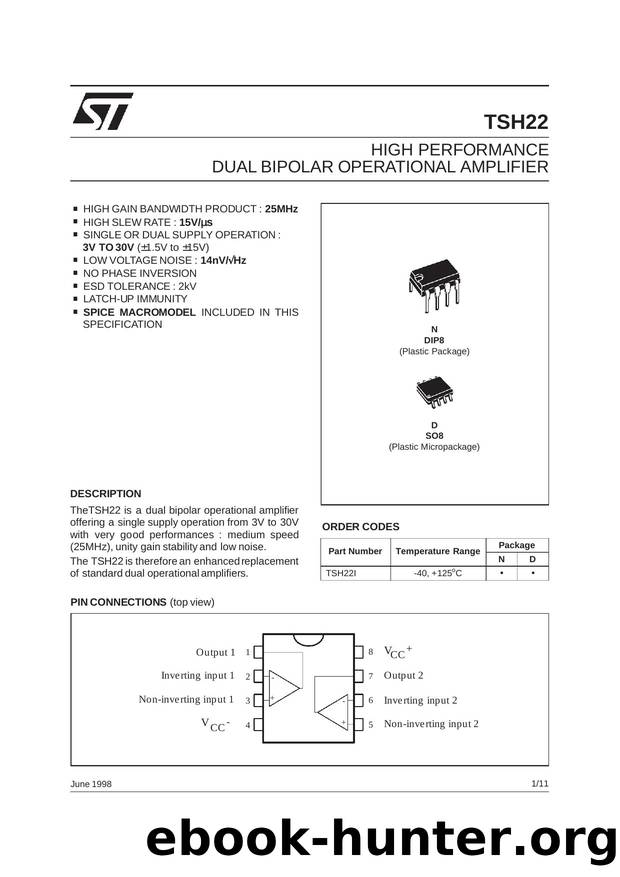 HIGH PERFORMANCE DUAL BIP OP-AMPS by STMicroelectronics
