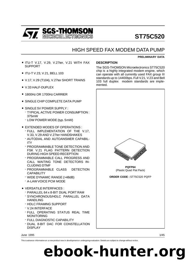 HIGH SPEED FAX MODEM DATA PUMP by SGS-THOMSON Microelectronics