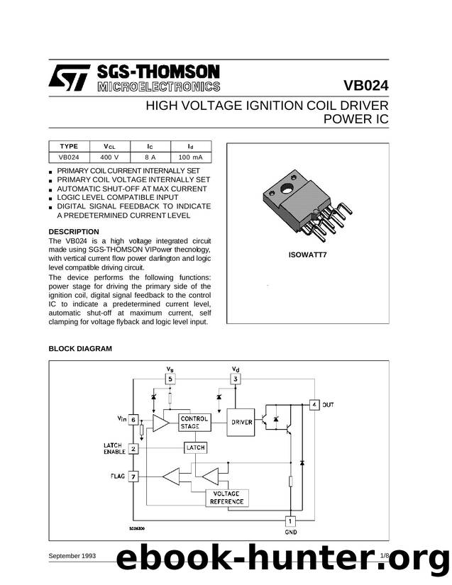 HIGH VOLTAGE IGNITION COIL DRIVER POWER IC by SGS-THOMSON Microelectronics