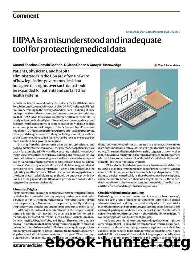 HIPAA is a misunderstood and inadequate tool for protecting medical data by Carmel Shachar & Romain Cadario & I. Glenn Cohen & Carey K. Morewedge