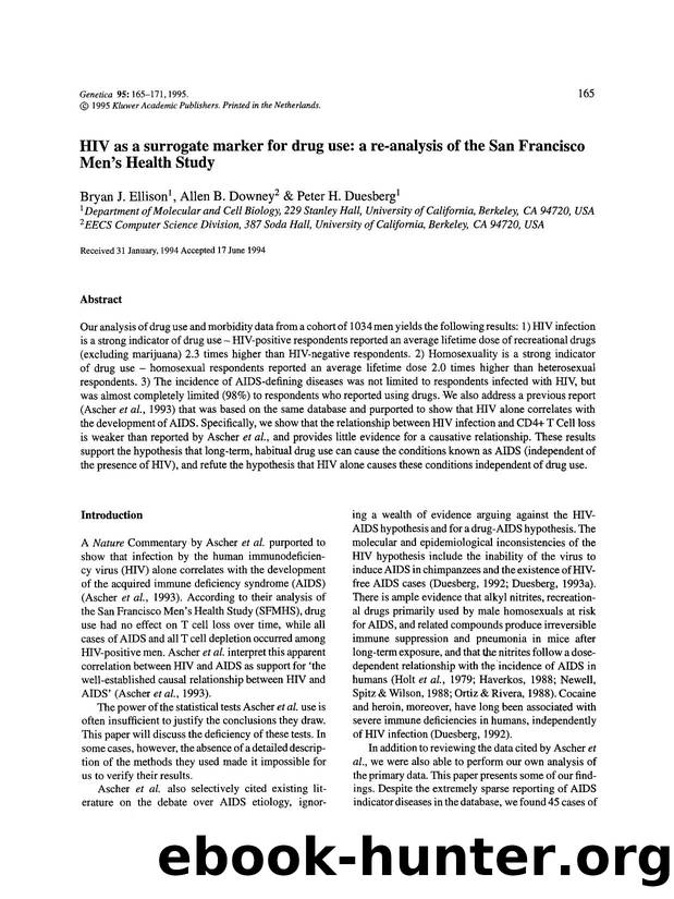 HIV as a surrogate marker for drug use: A re-analysis of the San Francisco Men's Health Study by Unknown