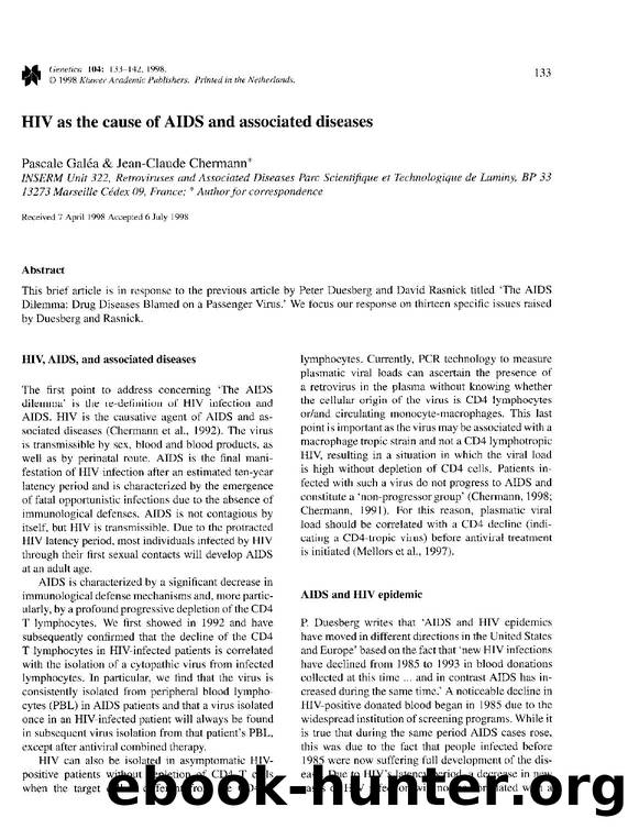 HIV as the cause of AIDS and associated diseases by Unknown