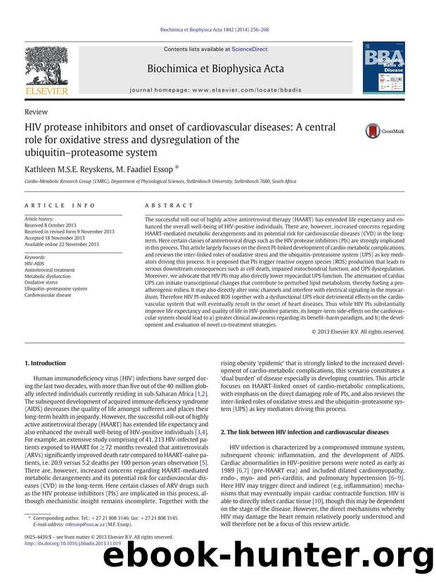 HIV protease inhibitors and onset of cardiovascular diseases: A central role for oxidative stress and dysregulation of the ubiquitinâproteasome system by Kathleen M.S.E. Reyskens & M. Faadiel Essop