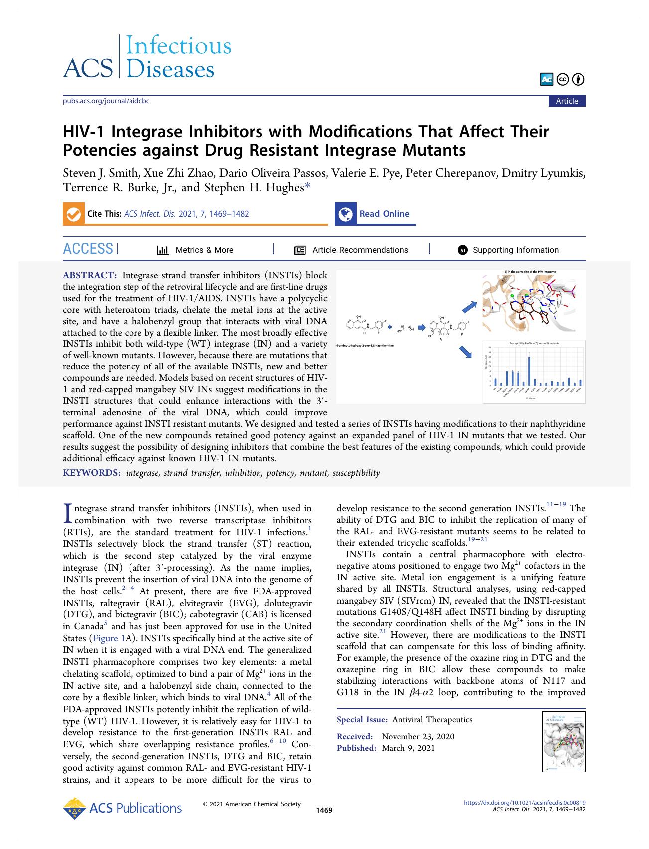HIV-1 Integrase Inhibitors with Modifications That Affect Their Potencies against Drug Resistant Integrase Mutants by unknow