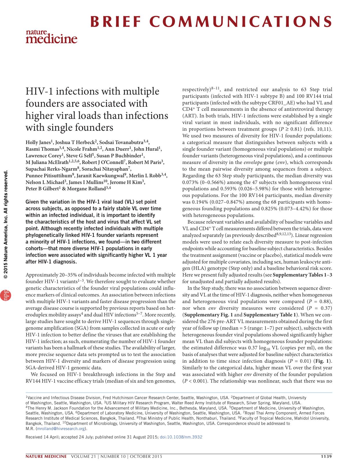HIV-1 infections with multiple founders are associated with higher viral loads than infections with single founders by unknow