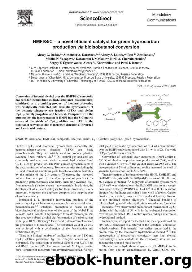 HMFISiC â A novel efficient catalyst for green hydrocarbon production via bioisobutanol conversion by unknow