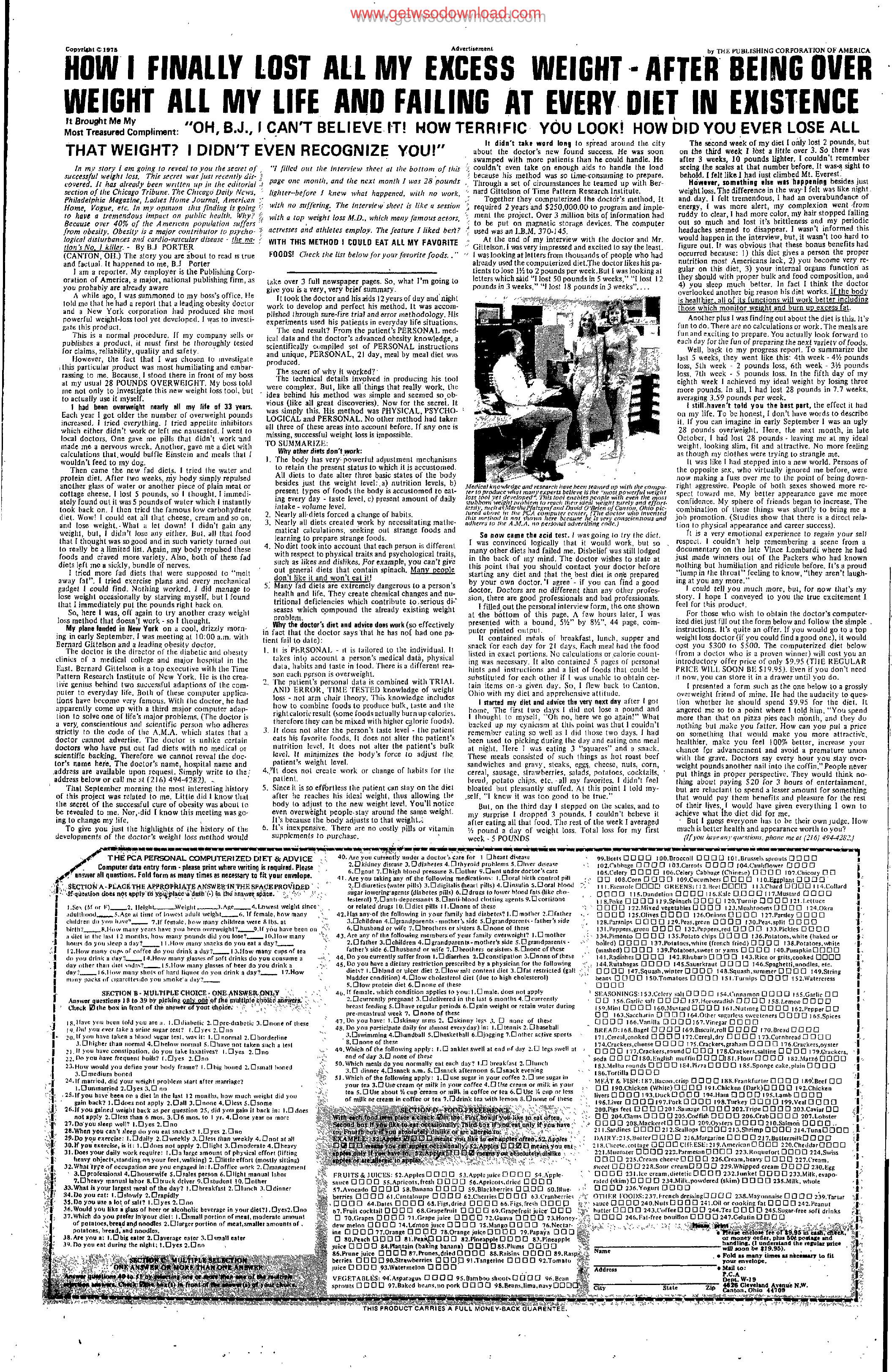 HOW I FINALLY LOST ALL MY EXCESS WEIGHT by Copyright 2005 Heritage Microfilm Inc. and Newspaperarchive.com