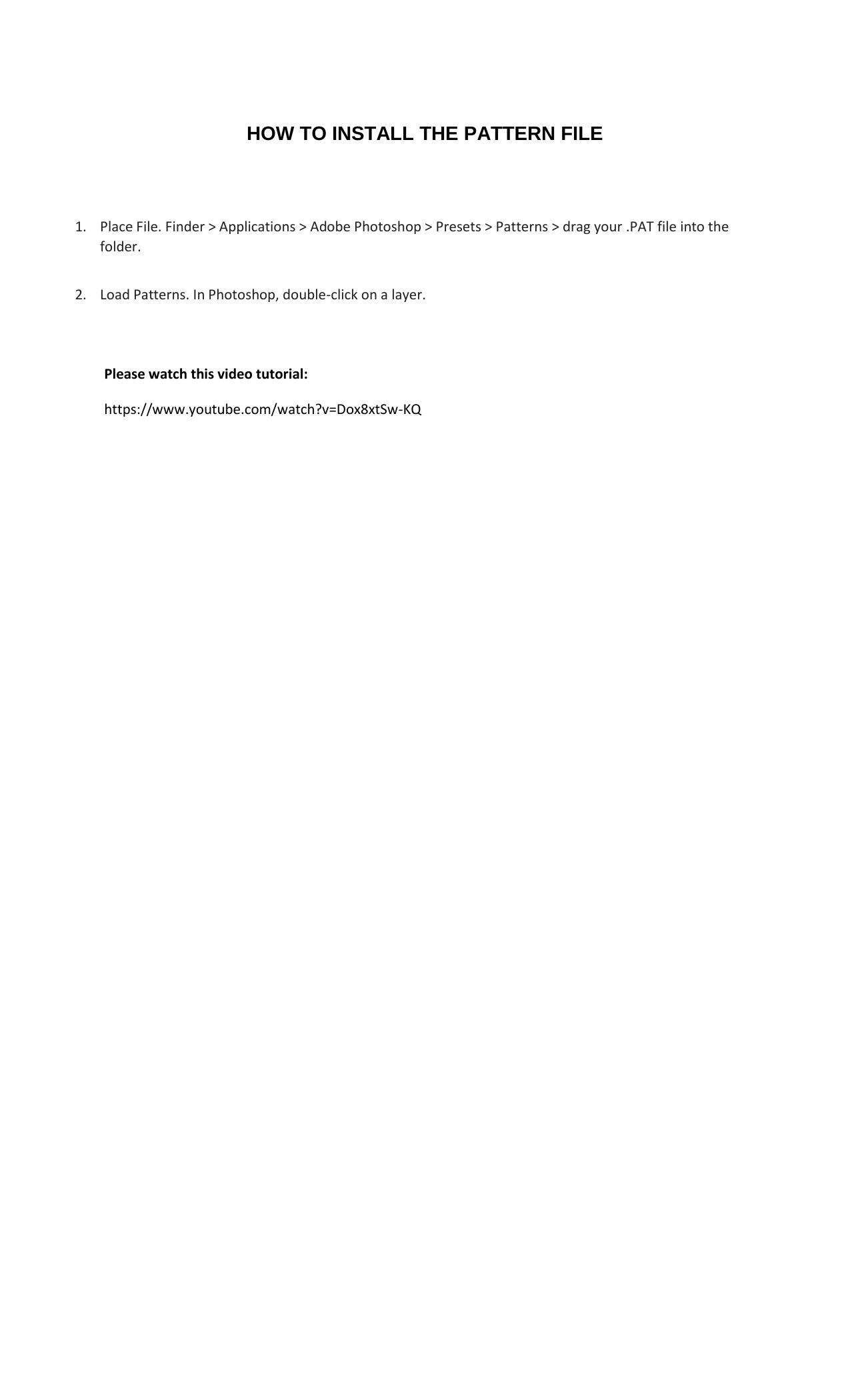 HOW TO INSTALL THE PATTERN FILE by ProStuffs