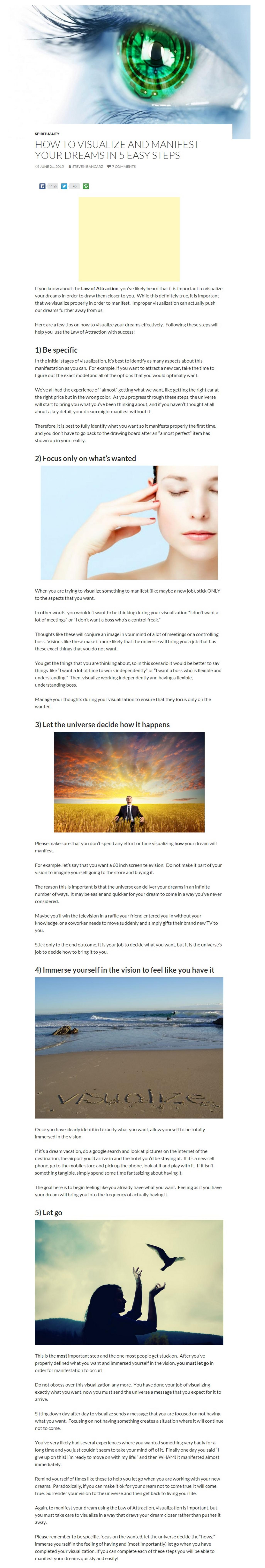 HOW TO VISUALIZE AND MANIFEST YOUR DREAMS IN 5 EASY STEPS by Unknown