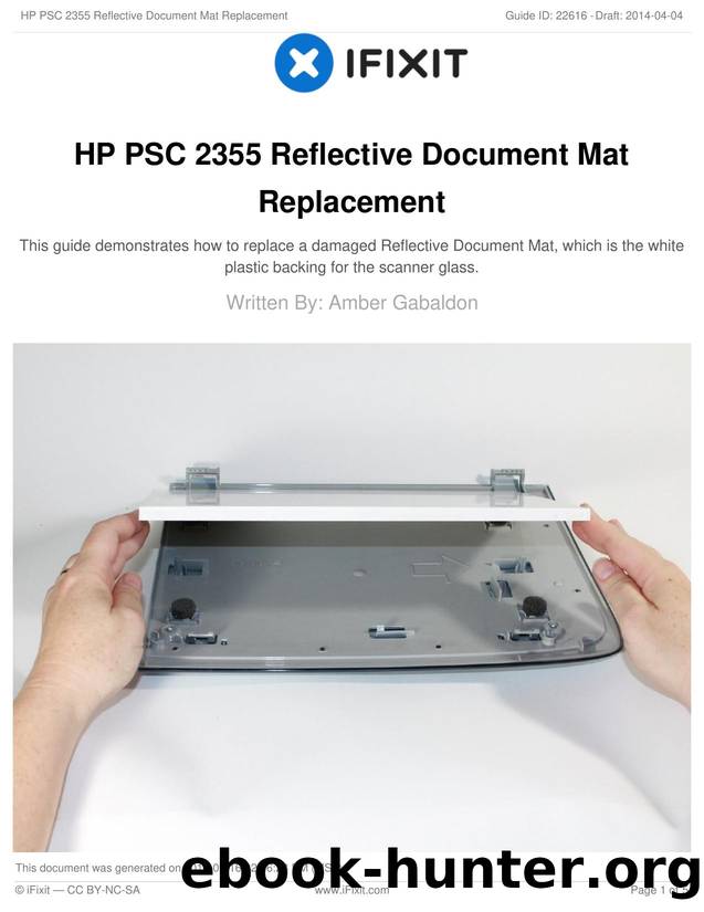 HP PSC 2355 Reflective Document Mat Replacement by Unknown
