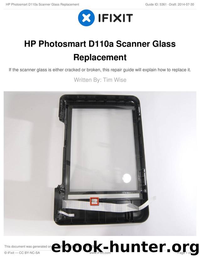 HP Photosmart D110a Scanner Glass Replacement by Unknown