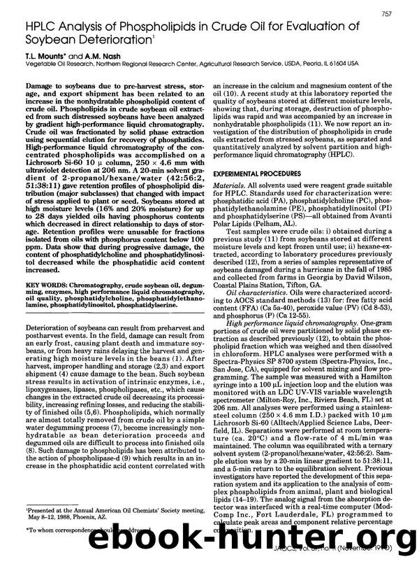 HPLC analysis of phospholipids in crude oil for evaluation of soybean deterioration by Unknown