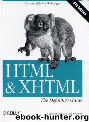 HTML & XHTML The Definitive Guide by Chuck Musciano & Bill Kennedy