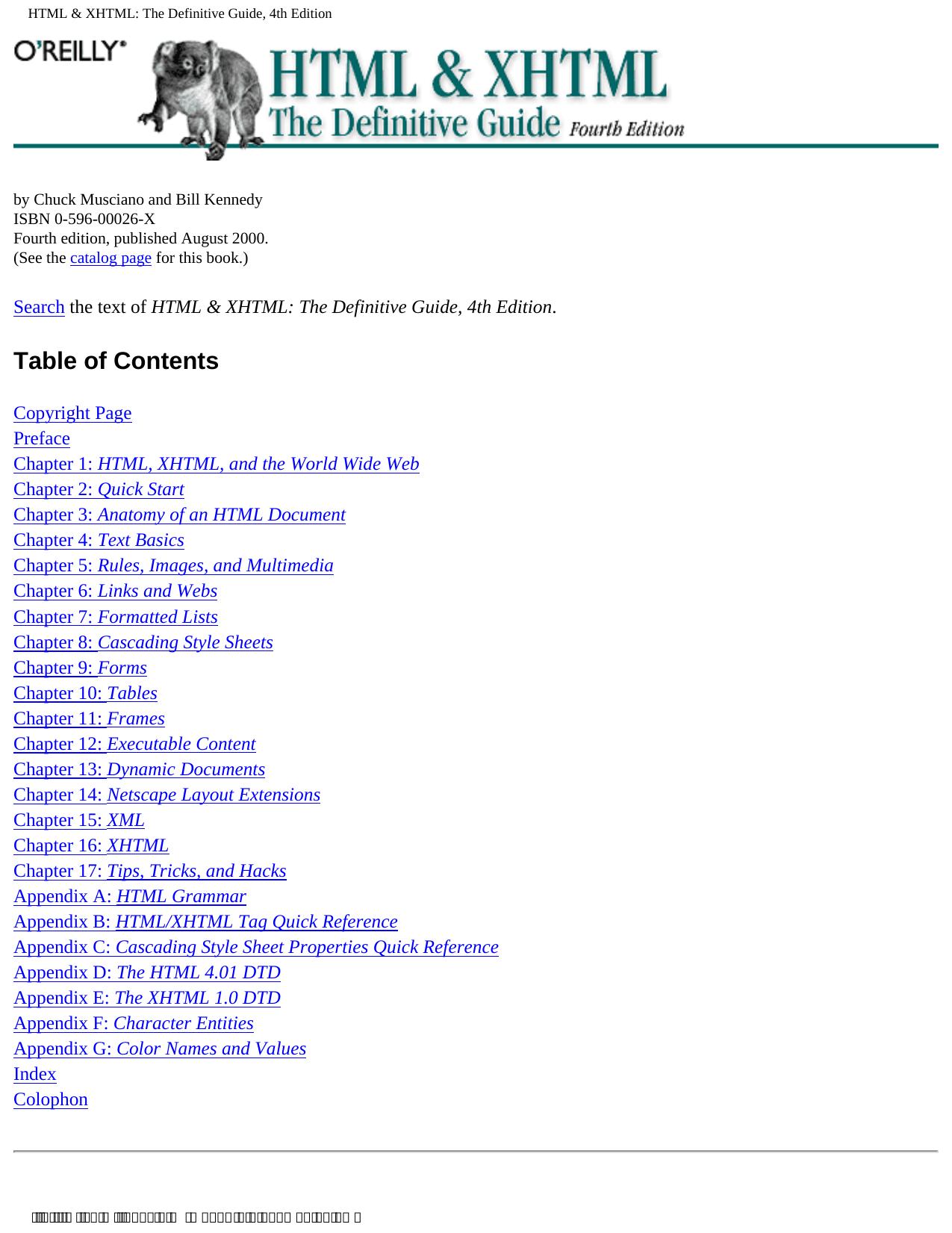 HTML & XHTML: The Definitive Guide, 4th Edition by HTML & XHTML. The Definitive Guide(2000)(fourth edition)(790)